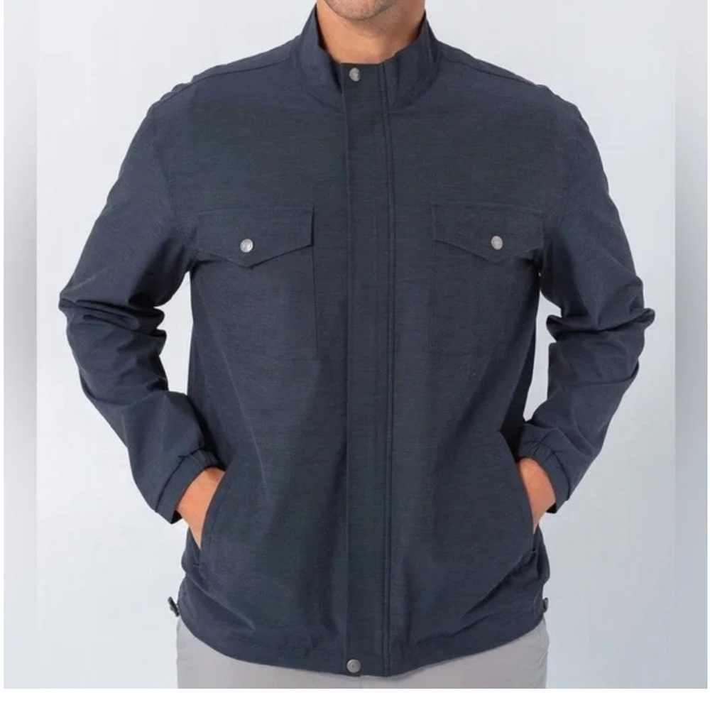 LINKSOUL MEN’S BOARDWALKER FULL-ZIP WINDBREAKER GREY/BLUE SIZE Small